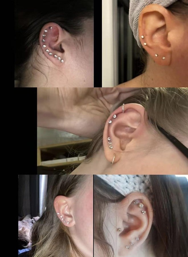FOSIR 10 Pairs 2mm Tiny Women's Surgical Stainless Steel Clear Cubic Zirconia Stud Earrings, Hypoallergenic 316L Earrings Pack - Image 5